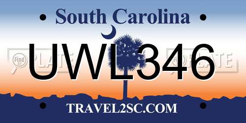 UWL346 South Carolina License Plate