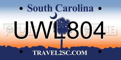 UWL804 South Carolina License Plate
