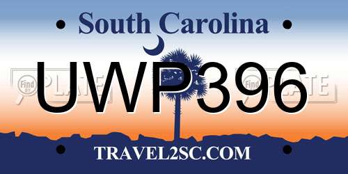 UWP396 South Carolina License Plate