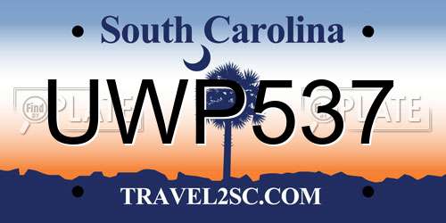 UWP537 South Carolina License Plate