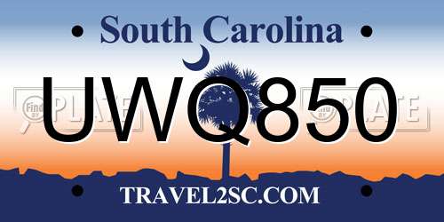 UWQ850 South Carolina License Plate
