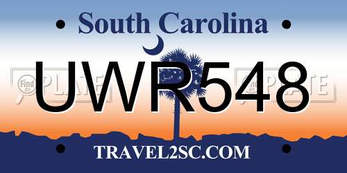UWR548 South Carolina License Plate