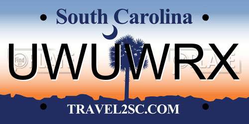 UWUWRX South Carolina License Plate