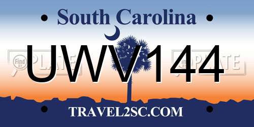 UWV144 South Carolina License Plate