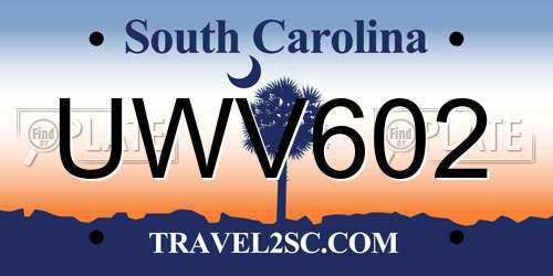 UWV602 South Carolina License Plate