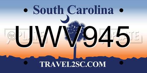 UWV945 South Carolina License Plate
