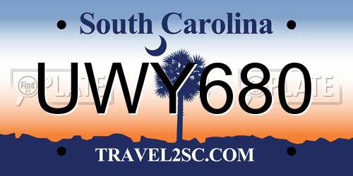 UWY680 South Carolina License Plate