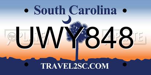 UWY848 South Carolina License Plate