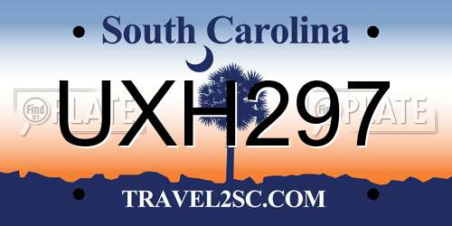 UXH297 South Carolina License Plate