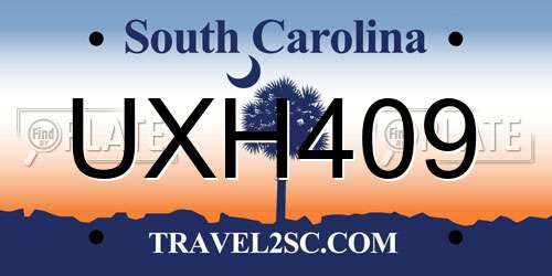 UXH409 South Carolina License Plate