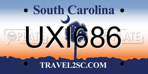 UXI686 South Carolina License Plate