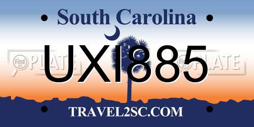 UXI885 South Carolina License Plate