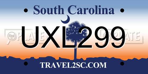 UXL299 South Carolina License Plate