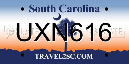 UXN616 South Carolina License Plate