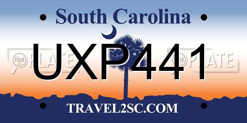 UXP441 South Carolina License Plate