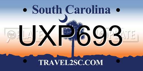 UXP693 South Carolina License Plate