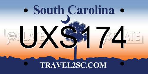 UXS174 South Carolina License Plate