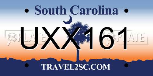 UXX161 South Carolina License Plate