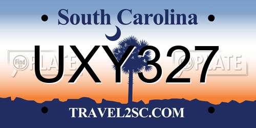 UXY327 South Carolina License Plate