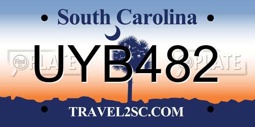 UYB482 South Carolina License Plate