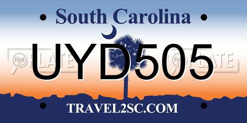 UYD505 South Carolina License Plate