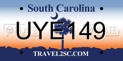 UYE149 South Carolina License Plate