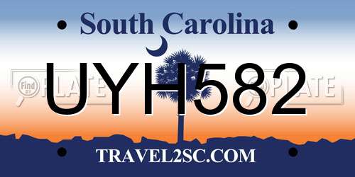 UYH582 South Carolina License Plate