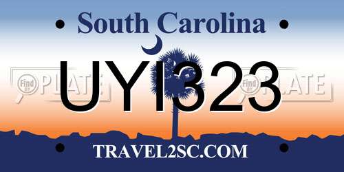 UYI323 South Carolina License Plate