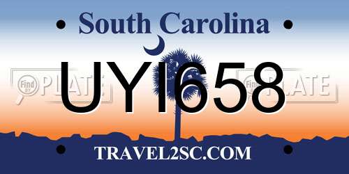 UYI658 South Carolina License Plate