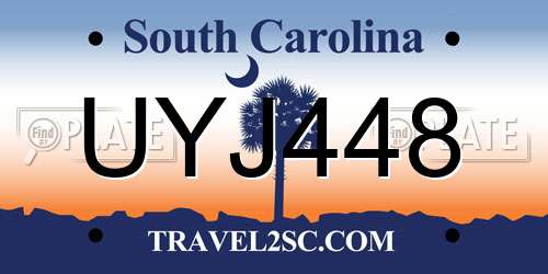 UYJ448 South Carolina License Plate