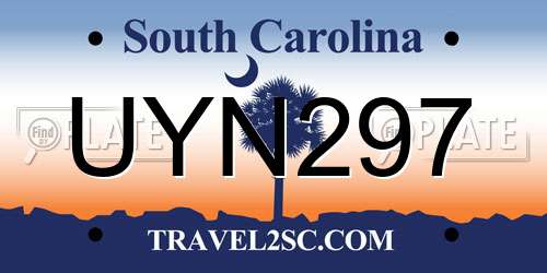 UYN297 South Carolina License Plate