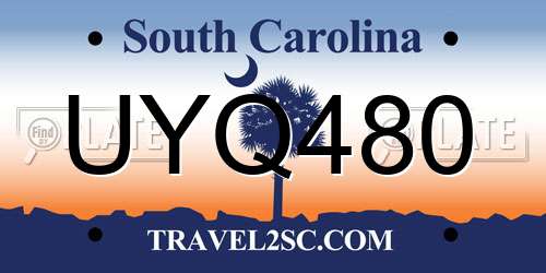 UYQ480 South Carolina License Plate