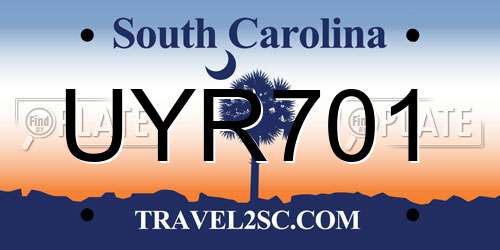 UYR701 South Carolina License Plate