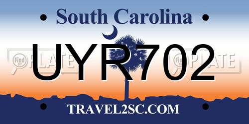UYR702 South Carolina License Plate