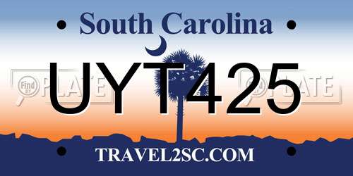 UYT425 South Carolina License Plate