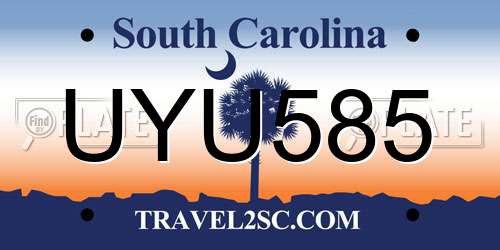 UYU585 South Carolina License Plate