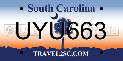UYU663 South Carolina License Plate