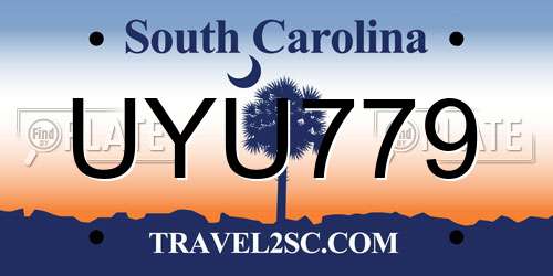 UYU779 South Carolina License Plate