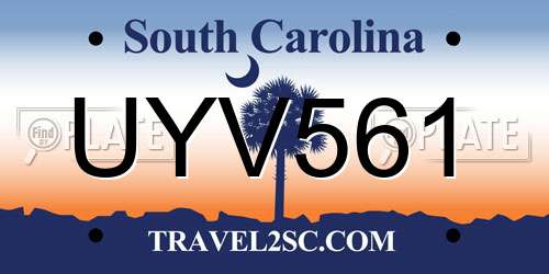 UYV561 South Carolina License Plate