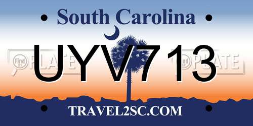 UYV713 South Carolina License Plate