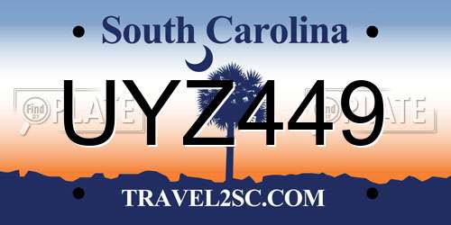 UYZ449 South Carolina License Plate