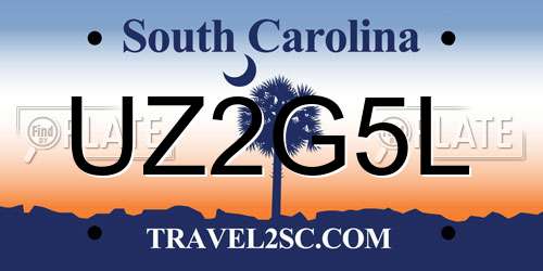 UZ2G5L South Carolina License Plate