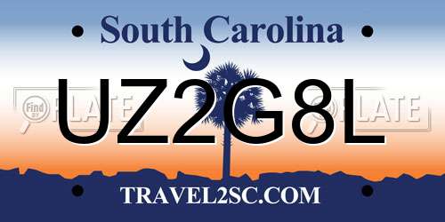 UZ2G8L South Carolina License Plate