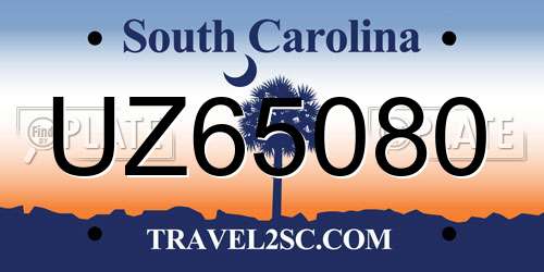 UZ65080 South Carolina License Plate