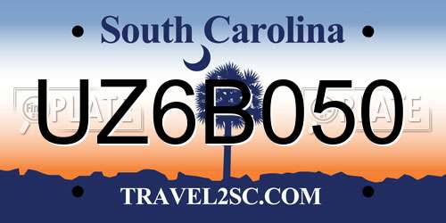 UZ6B050 South Carolina License Plate