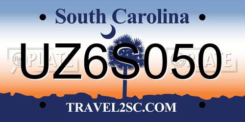 UZ6S050 South Carolina License Plate