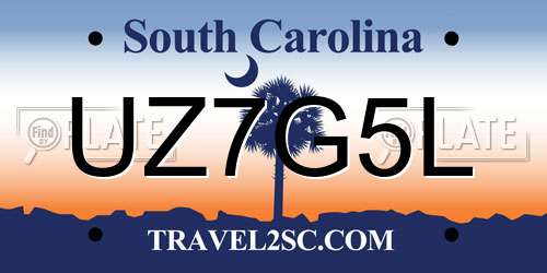 UZ7G5L South Carolina License Plate
