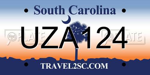 UZA124 South Carolina License Plate