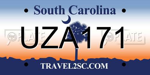 UZA171 South Carolina License Plate