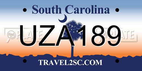 UZA189 South Carolina License Plate